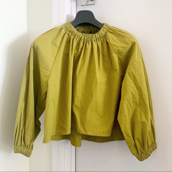ZARA CROPPED POPLIN TOP Olive Color S - Picture 6 of 6